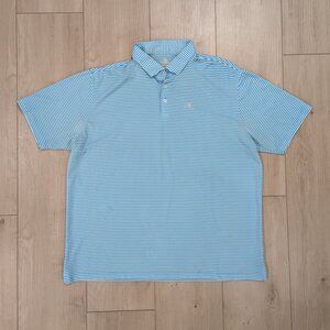 Rhoback Polo Shirt Mens Size 3XL XXXL Stripe Light Blue Short Sleeve Performance